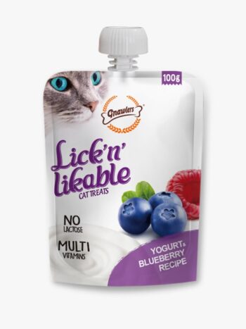 Gnawlers Lick n Likable – YOGURT AND BLUEBERRY Cat Treat 100g