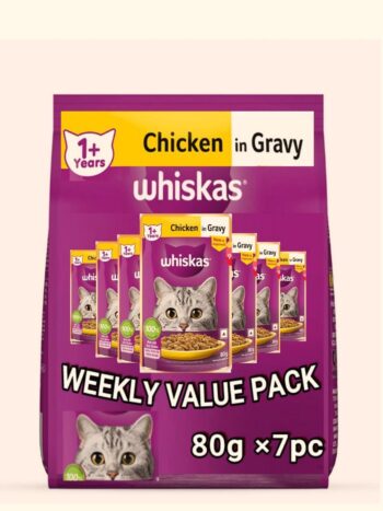 Whiskas Chicken in Gravy Adult Wet Food (80g*7pc) Weekly Value Pack