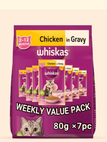 Whiskas Chicken in Gravy Kitten Wet Food (80g*7pc) Weekly Value Pack