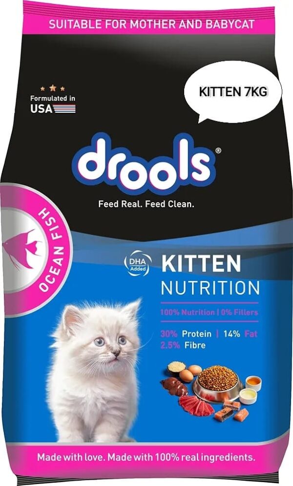 Drools Ocean Fish Dry Kitten Food 7KG (1-12 months) -10kg Litter Sand Free - Image 1