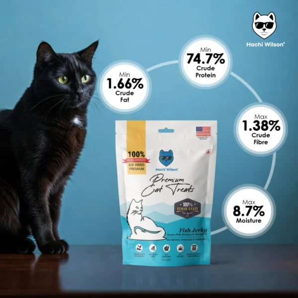 Hachi Wilson Cat Treats Fish Jerky | Ocean Fish Sardine and Mackerel | Human Grade Ingredients | 100% Grain Free| 75% Protein - Image 4