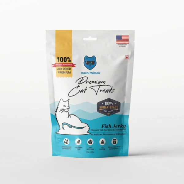 Hachi Wilson Cat Treats Fish Jerky | Ocean Fish Sardine and Mackerel | Human Grade Ingredients | 100% Grain Free| 75% Protein - Image 1