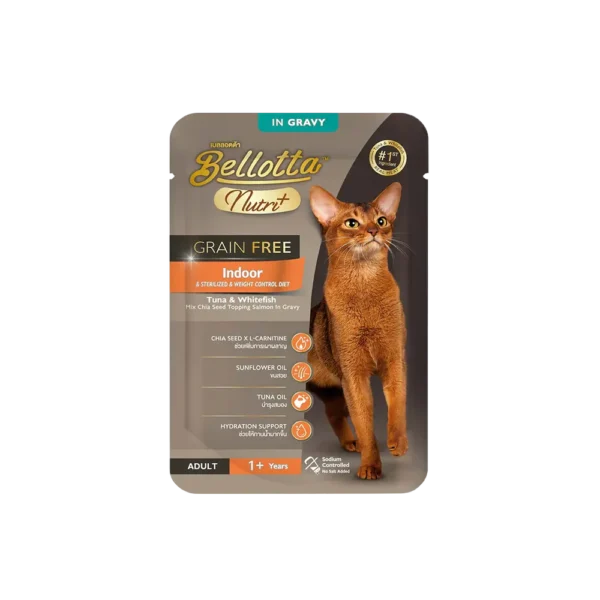 Bellotta Nutri + Grain Free Pouch Indoor Tuna & Whitefish Gravy 70gm - Image 1